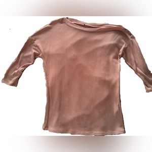 Off the shoulder rib knit blouse in Pink Size S